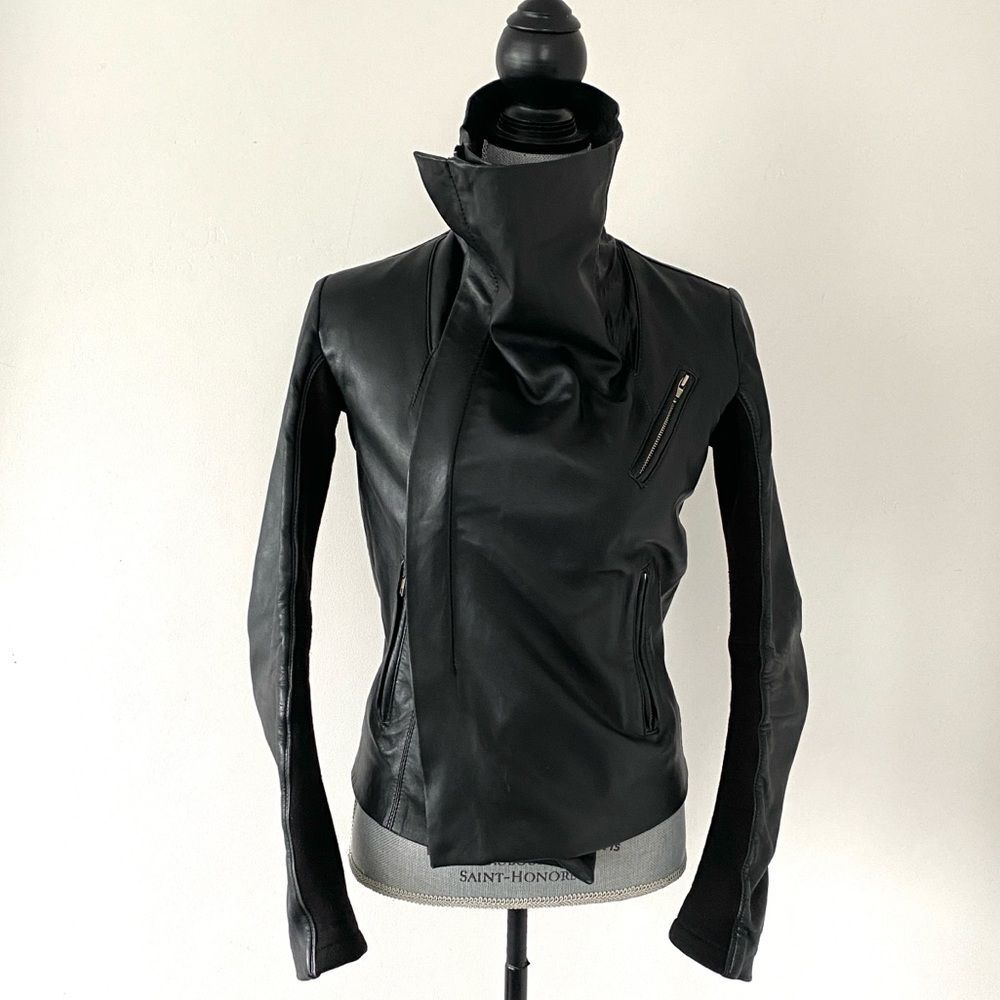 J.O.D clothing Custom Black Leather Jacket Sz S Chic Moto Biker Grunge Aviator